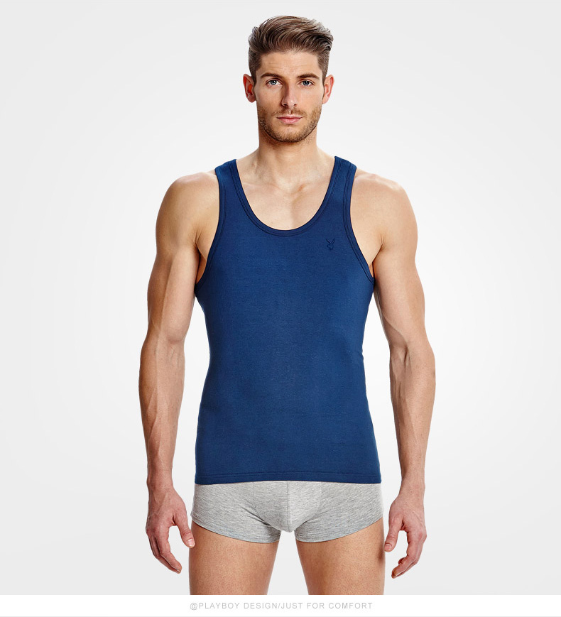 Playboy của Nam Giới Vest Cotton Slim Thanh Niên Tập Thể Dục Hurdle Thể Thao Thắt Chặt Mùa Hè Hơi Thở Tự Do