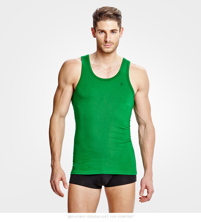 Playboy của Nam Giới Vest Cotton Slim Thanh Niên Tập Thể Dục Hurdle Thể Thao Thắt Chặt Mùa Hè Hơi Thở Tự Do