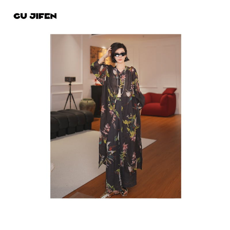 Gu Jifen｜Southern French Holiday｜Floral Shirt and Pants Set 60355X56082+1505X56083