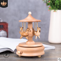 Rotating Trojan Music Box Water Crystal Ball Eight-soundbox Female Woody Sky City Custom Girl Birthday Presents Girl