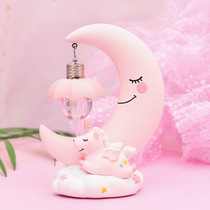 Teenage Girl Hearts INS Unicorn Moon Bright Lights Small Night Lights Home Pendulum resin Handicraft Birthday Gifts for classmates