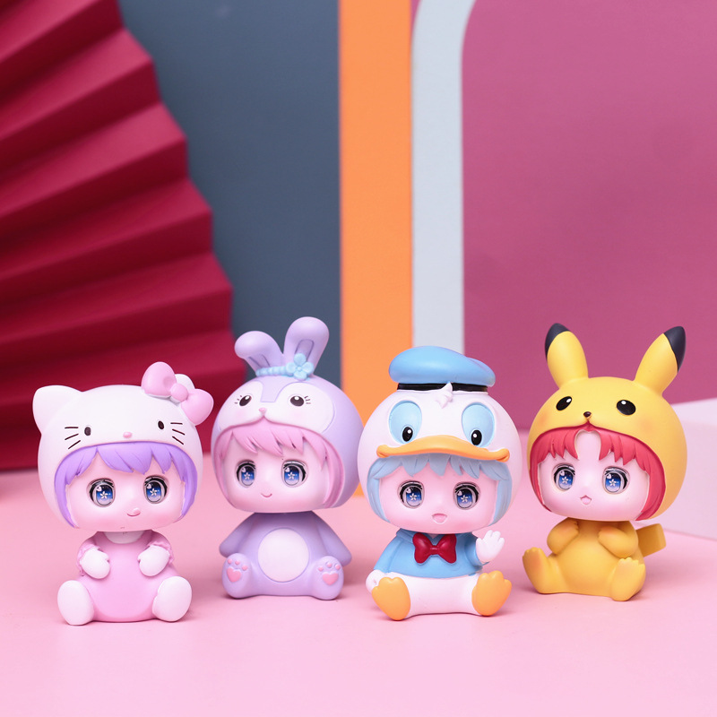 Creative Cartoon Cute Little Rabbit Girl Car Shake the Baked Decorations Cake Pendulum with On-board Decorations