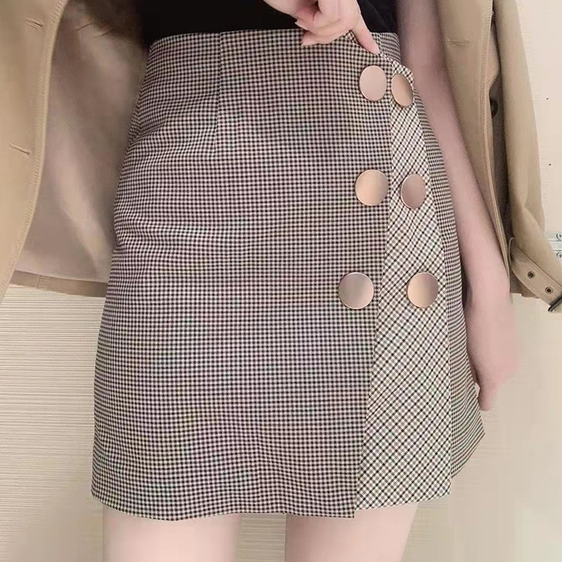 Brother's new 2022 autumn high waist plaid skirt A-line skirt 1200264-4K10243-001