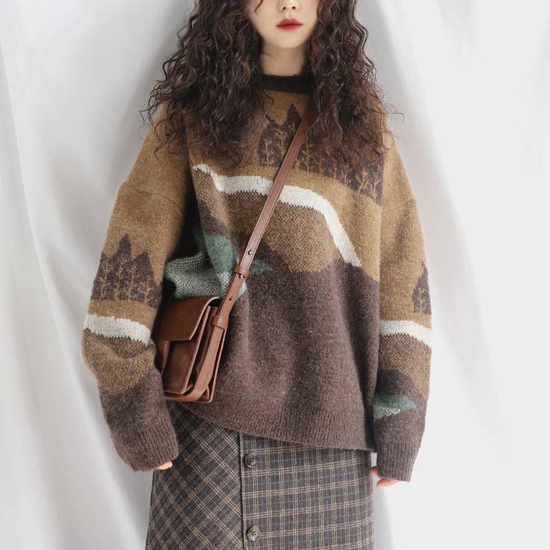 2021 Amasch new special autumn winter new loose thickened printed sweaters 5199389-7T57733-005