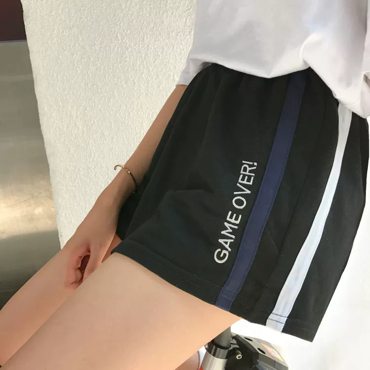 Phiên bản tiếng Hàn giản dị chạy bộ quần short ống rộng nữ mùa hè mới hoang dã lỏng lẻo eo cao cỡ lớn béo đen MM