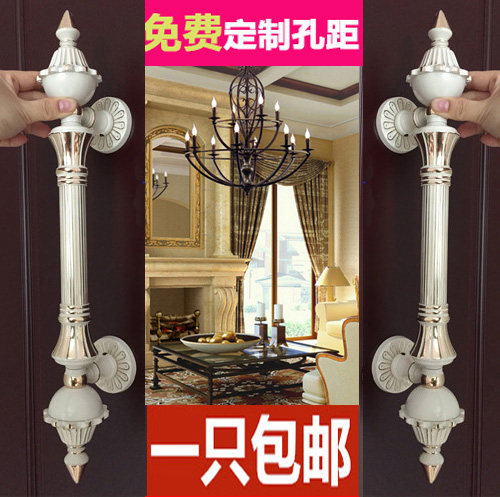 Large door handle wooden door glass door Ming loading door handle European-style antique thickened ivory white KTV handle 322