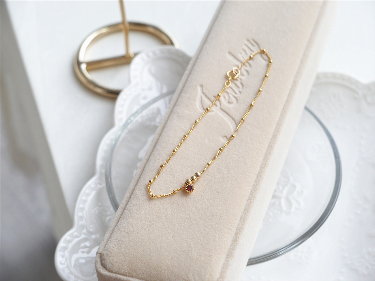 Sika nguyên bản Hoa Kỳ 14k vàng hạt ruby ​​vàng mịn chuỗi Nhật Bản và Hàn Quốc đơn giản vòng đeo tay nữ trang sức chuỗi chân - Vòng đeo tay Clasp vòng tay đá thạch anh
