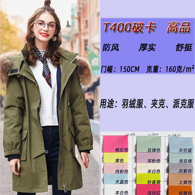 In-Stock T400 Polyester Windproof Jacket Parka Fabric, Soft and Stiff Material for Pants, Cotton Clothing, and down Jackets