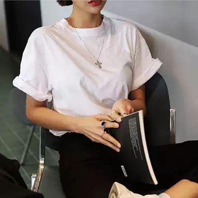 White T-shirt women's summer 2021 new Korean round neck loose short sleeve thin cotton T-shirt all-match top tide