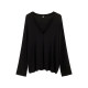 Loose, Slimming, Lazy Style, Thin, Deep V-Neck, Long-Sleeved Base T-Shirt for Women, Spring and Summer Air-Conditioning Sun Protection Cover-Up Top