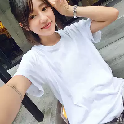 White T-shirt women's 2021 new cotton loose pure white short-sleeved half-sleeved top solid color white round neck net red ece