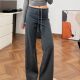 Suseyiku~ American Style Autumn Lazy Style Drapey Pants Knitted Casual Pants Loose Straight Leg Slimming Floor-Length Pants for Women