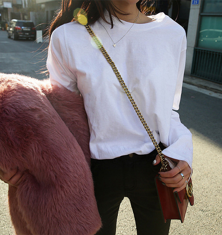 2021 new bottoming shirt women's spring and autumn outdoor wear all-match slim cotton white long-sleeved top Korean women's T-shirt