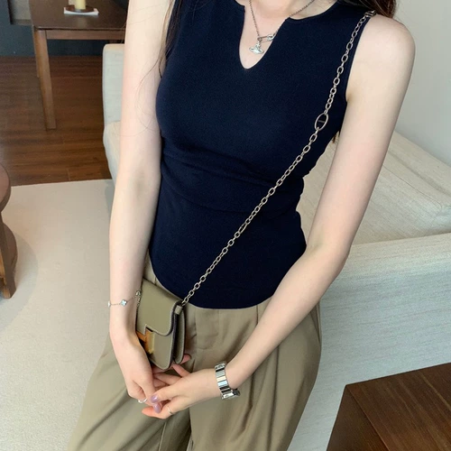 Suseyiku Lysel Trensile Plearted Design Vestend Vest 2025 Summer New Unique Top Top Top