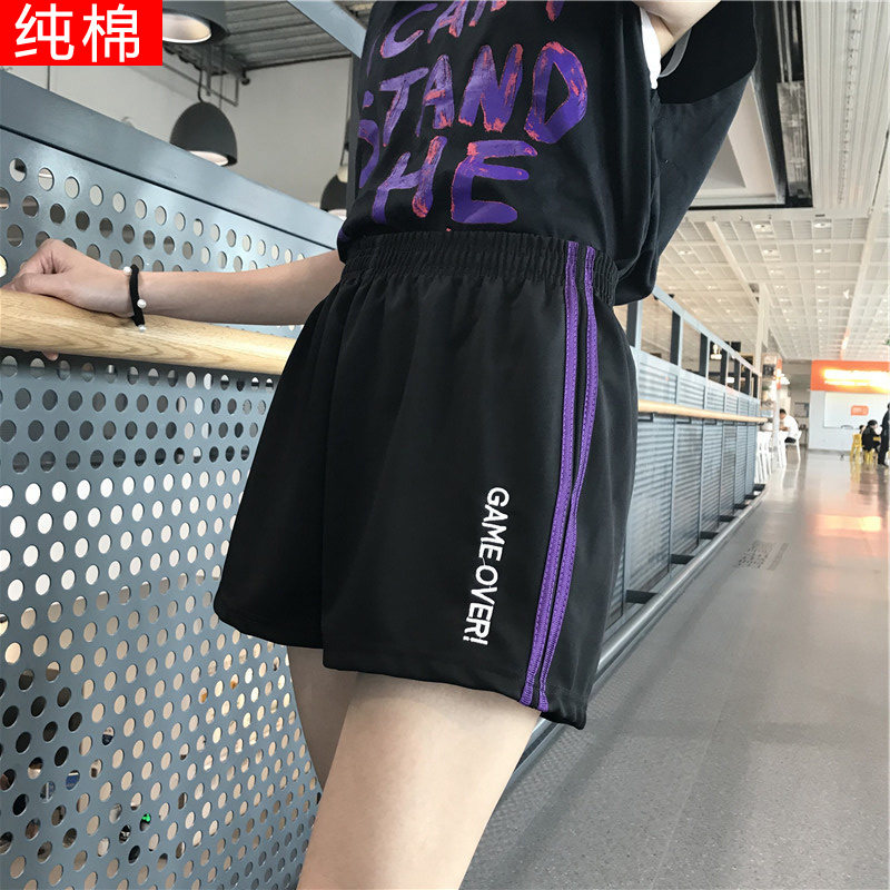 New loose INS retro display slim-leg sports pure cotton shorts female summer black 100 hitch student casual hot pants