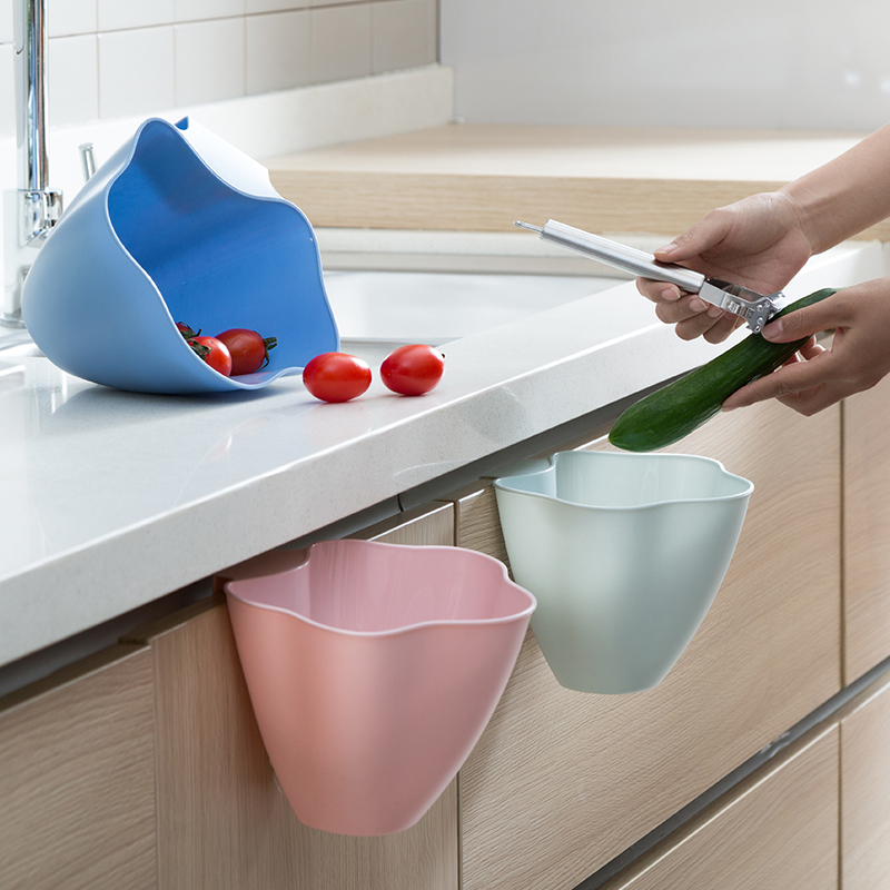 Kitchen integrated cabinet door hanging trash can Household countertop plastic storage box trash can Bedroom mini trash can