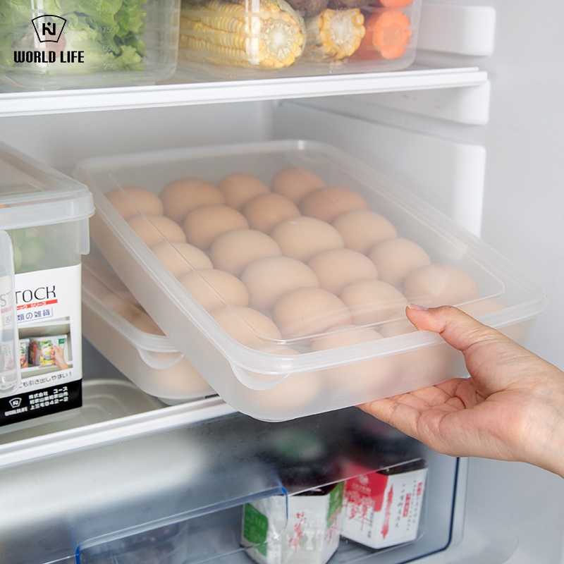 Japan imported household egg box 24 grid plastic refrigerator food preservation box kitchen partition storage box