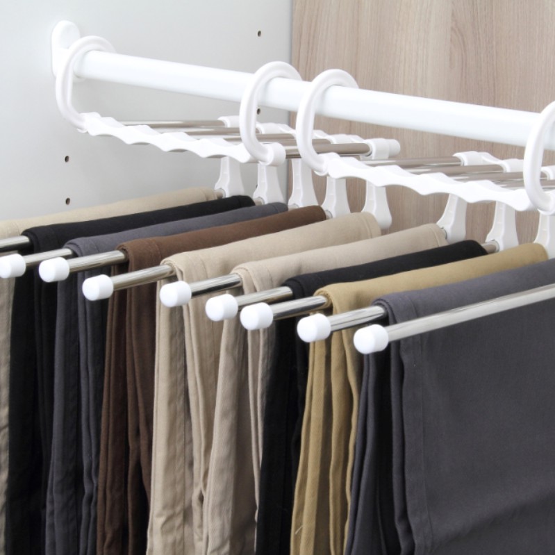 Nachuan telescopic pants rack pants clip stainless steel multi-functional creative hanger Wardrobe multi-layer drying rack drying rack hanger