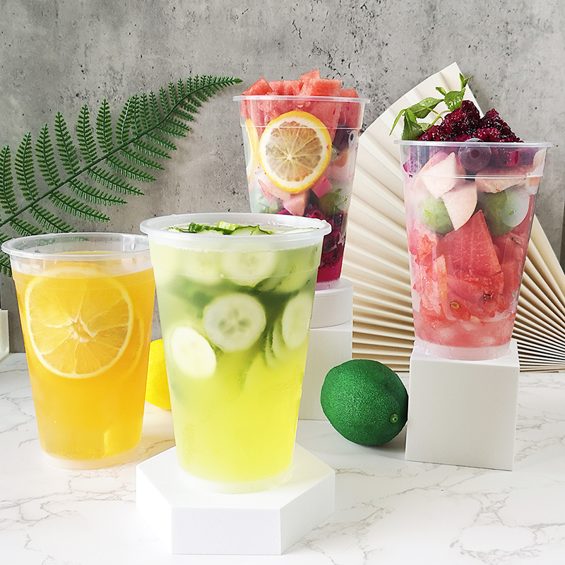 Disposable large milk tea cup 1000ml super large capacity overlord fruit tea cup injection molding frosted net red drink cup