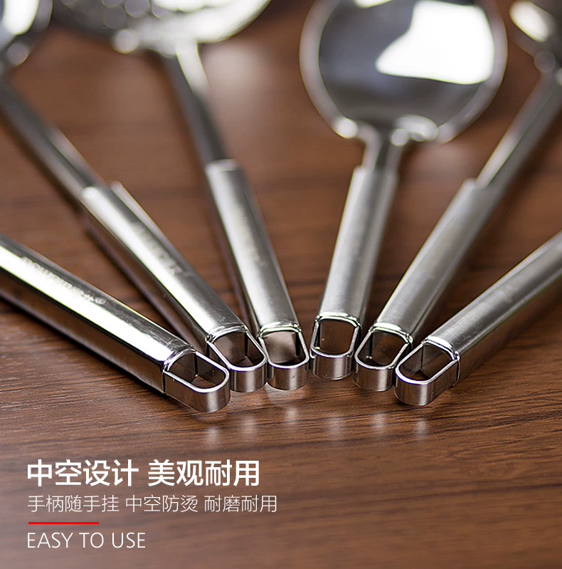 Weiai thép không gỉ đồ dùng nhà bếp bảy mảnh thìa đặt bộ đầy đủ của hộ gia đình nấu ăn xẻng súp muỗng chao bếp xẻng muỗng chảo inox 304