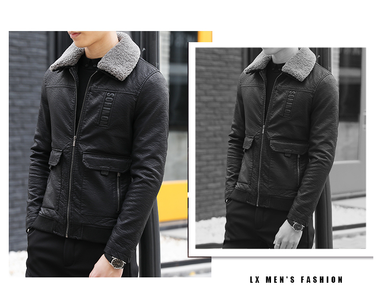 Chất lượng cao cộng với áo khoác cotton cá tính mẫu đầu máy chữ PU cổ áo da cừu có thể tháo rời nam F02-P160 shop áo khoác nam