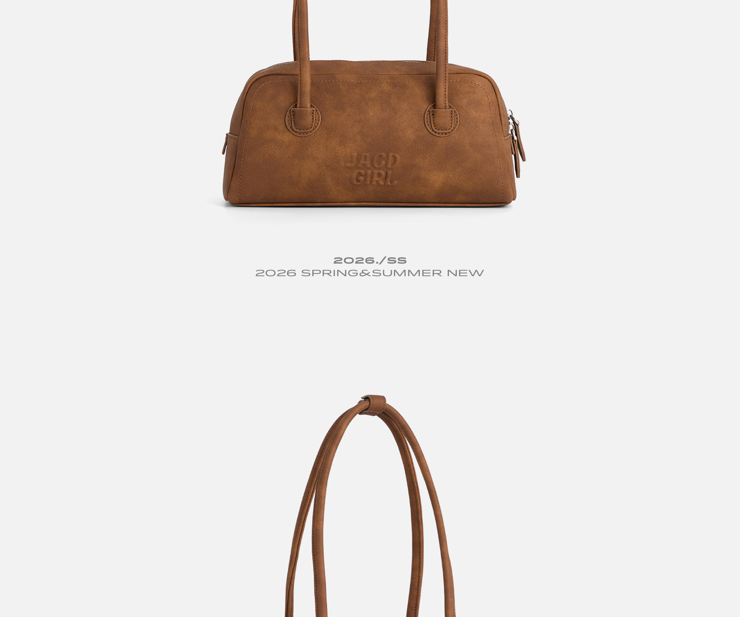 JACD Cinnamon Brown Faux Leather Zip-Top Bowling Bag
