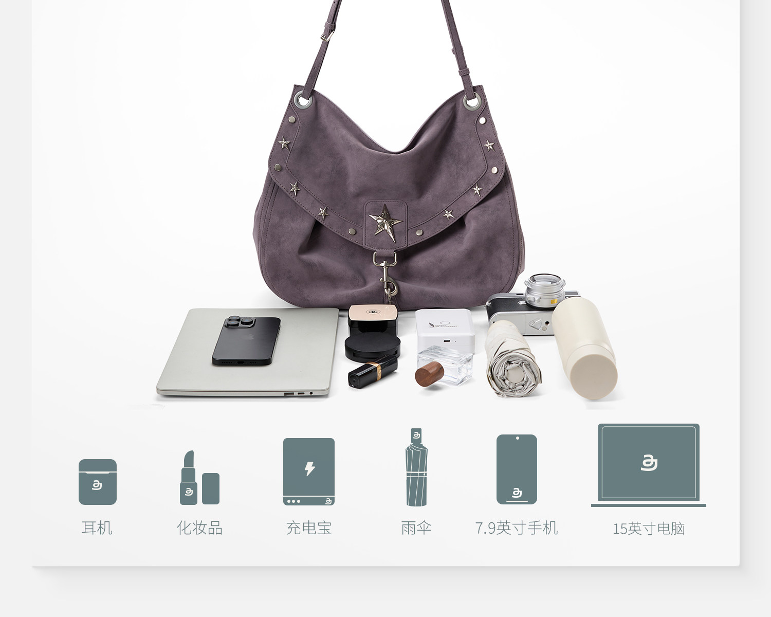 JACD Mist Purple Flap-Top Shoulder Bag