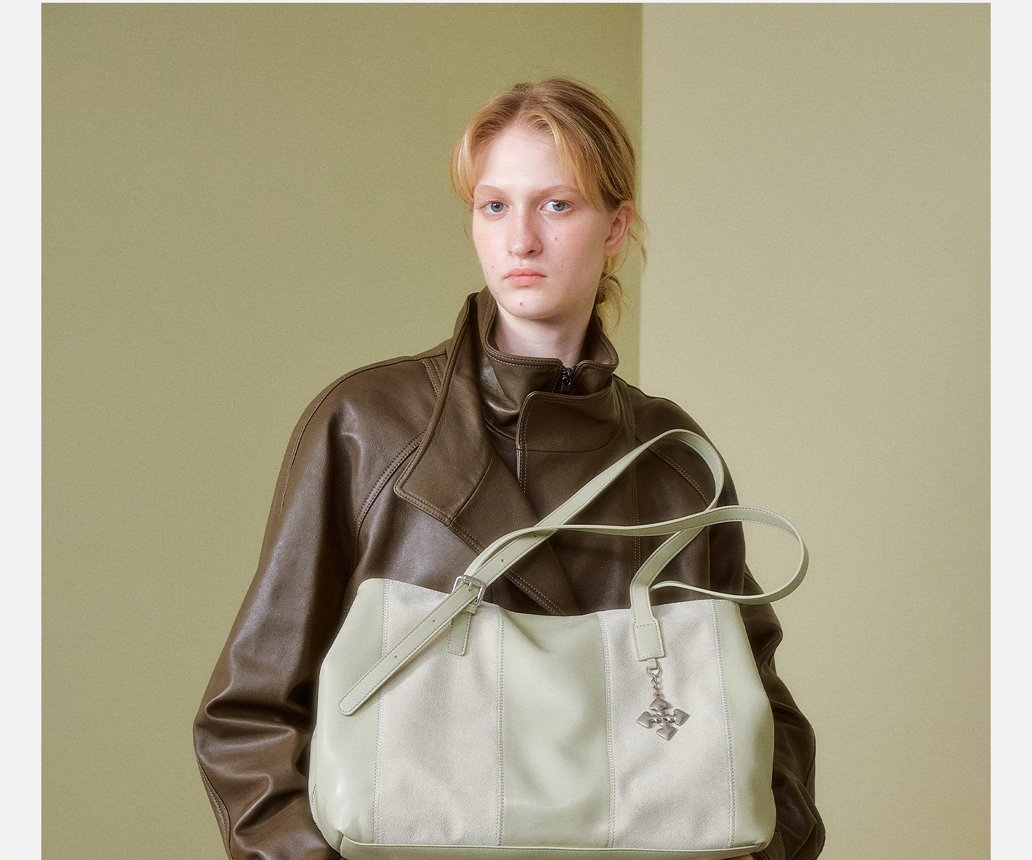 JACD Cardamom Green Leather Tote Shoulder Bag