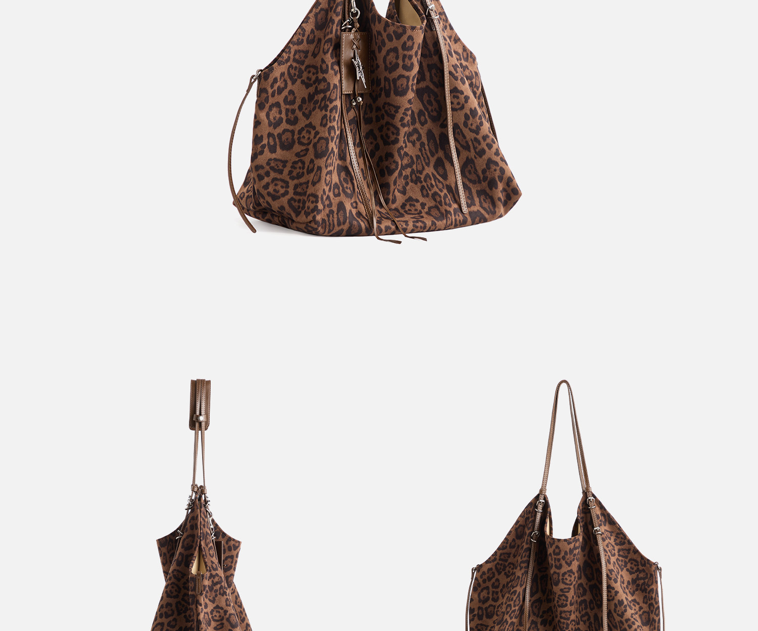 JACD Leopard Print Faux Leather Hobo Bag