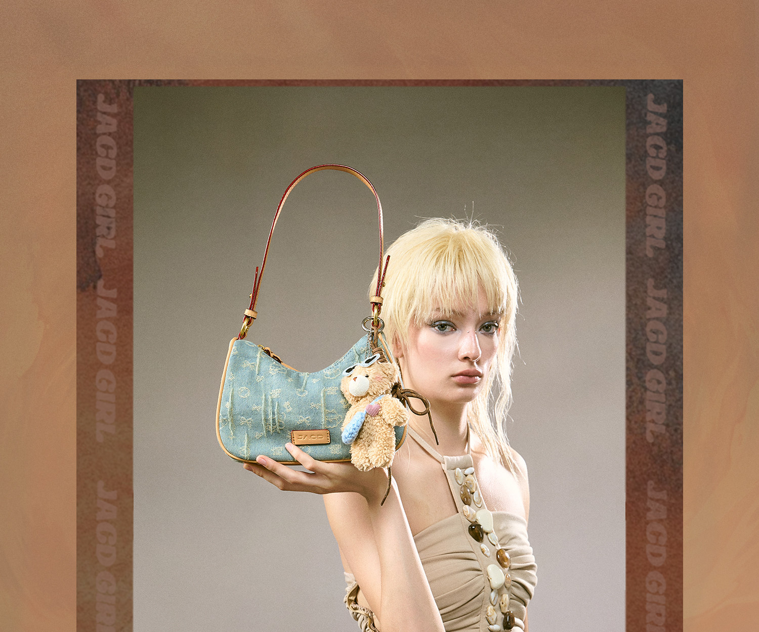 JACD Vintage Denim Zip-Top Underarm Bag