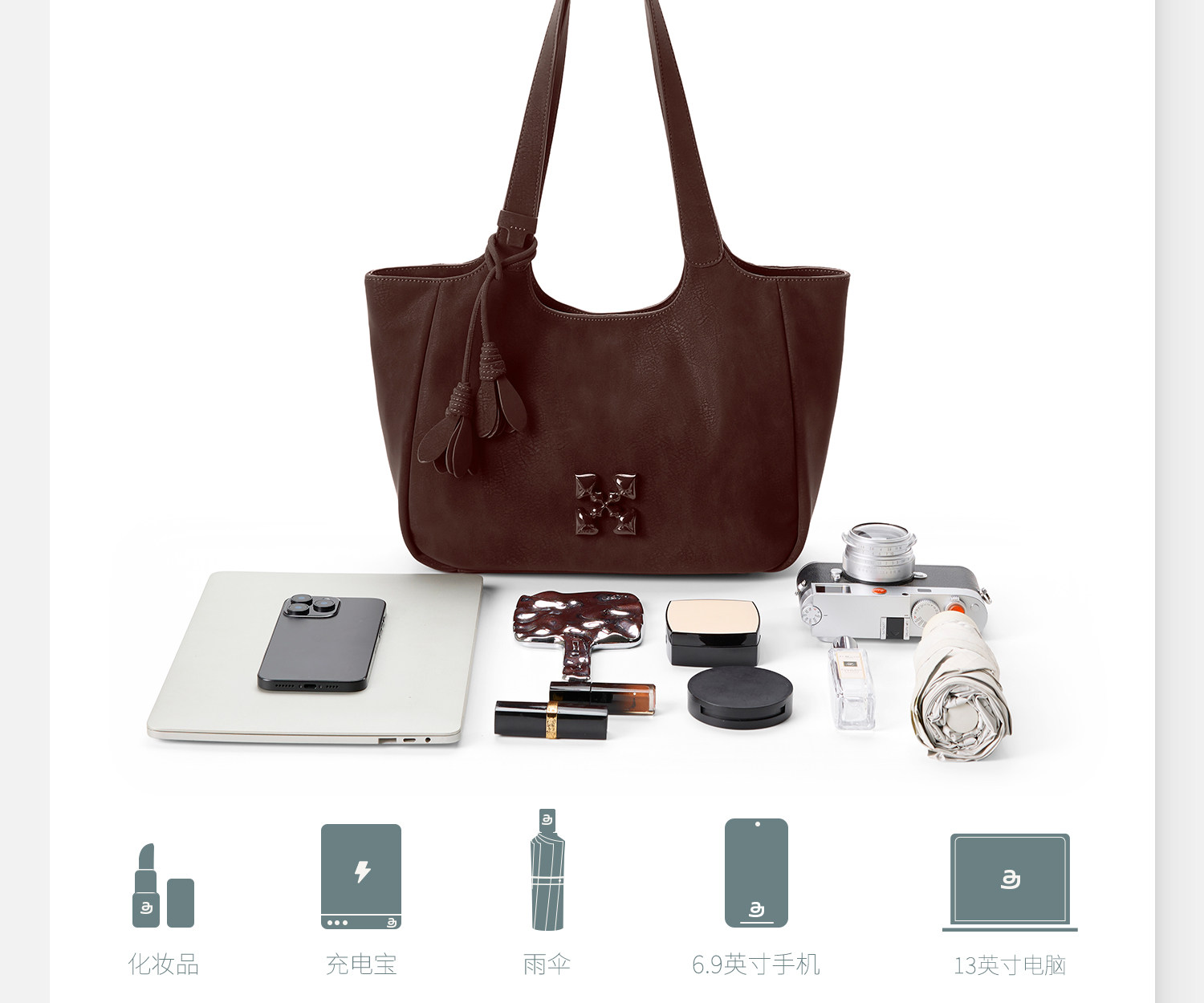 JACD Faux Leather Magnetic Snap Tote Bag