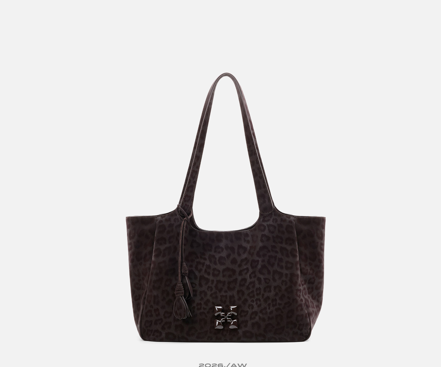 JACD Amber Brown Synthetic Leather Magnetic Snap Tote Bag