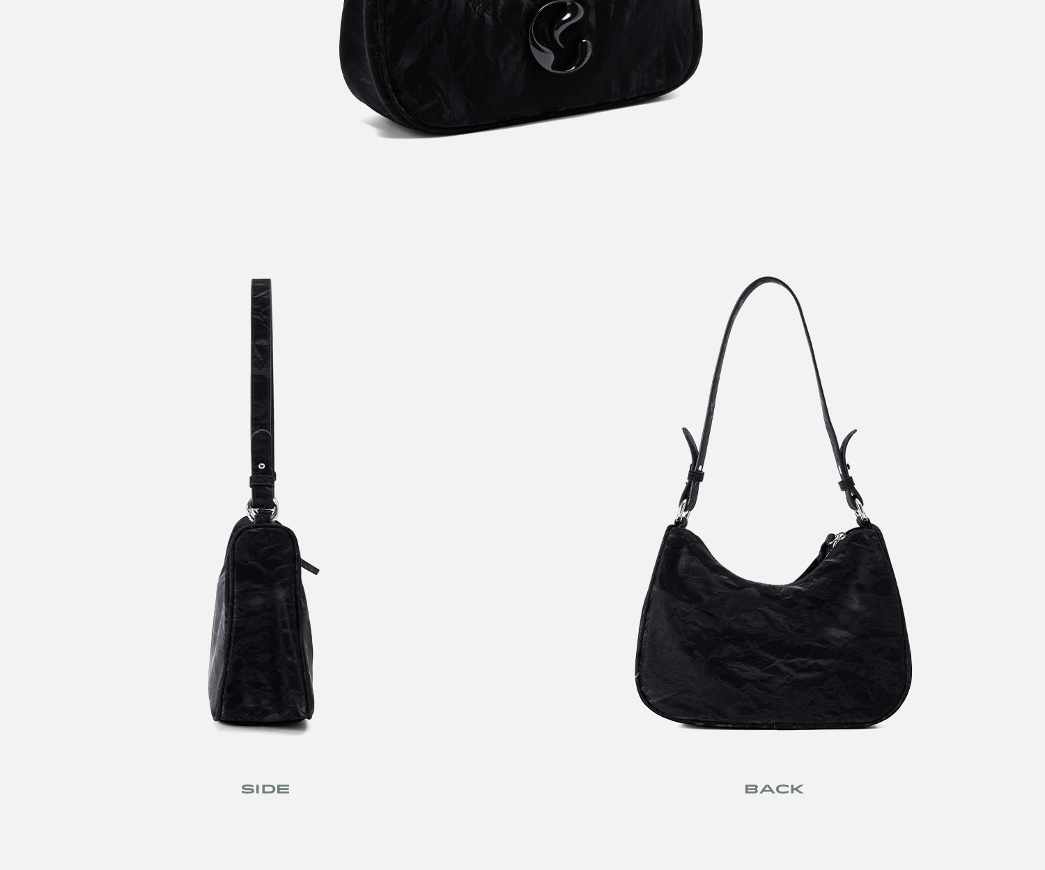 JACD Faux Leather Zip-Top Underarm Bag