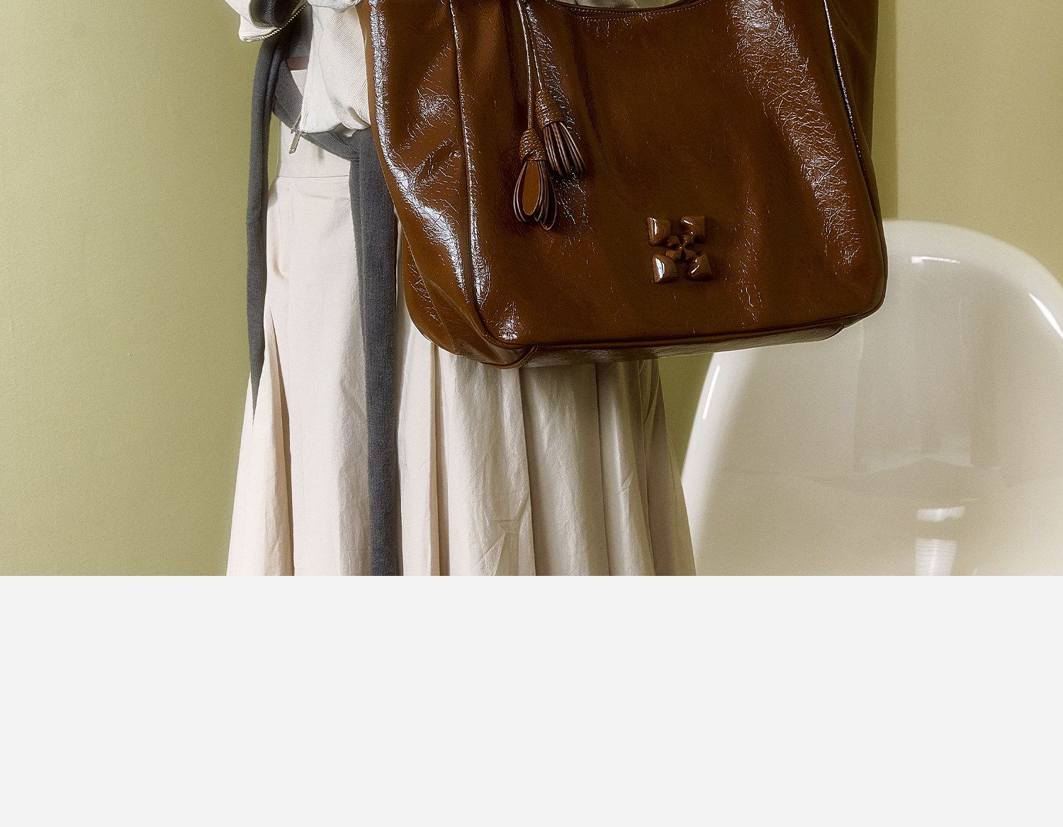 JACD Amber Brown Synthetic Leather Magnetic Snap Tote Bag
