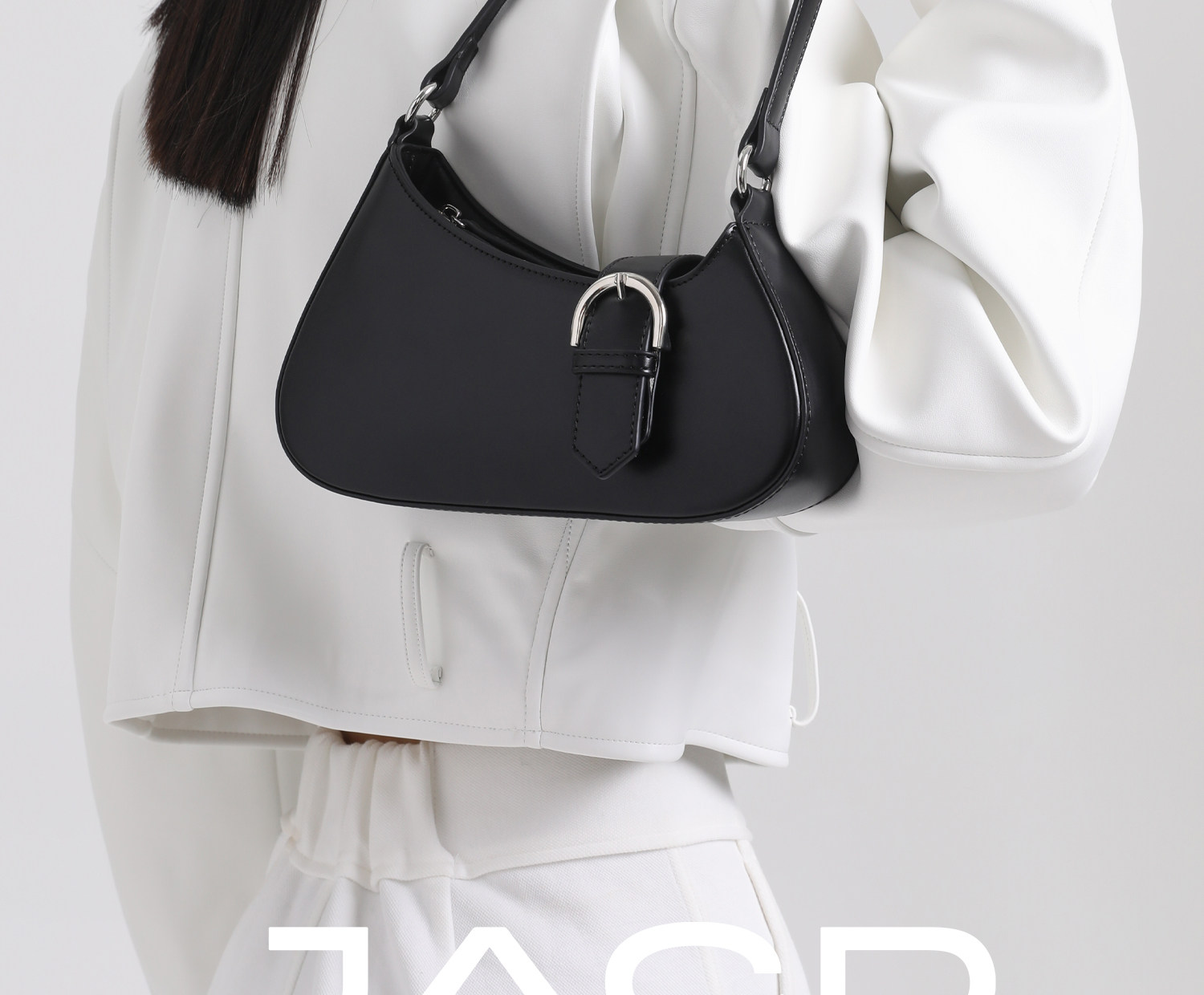 JACD Black Faux Leather Zip-Top Underarm Bag
