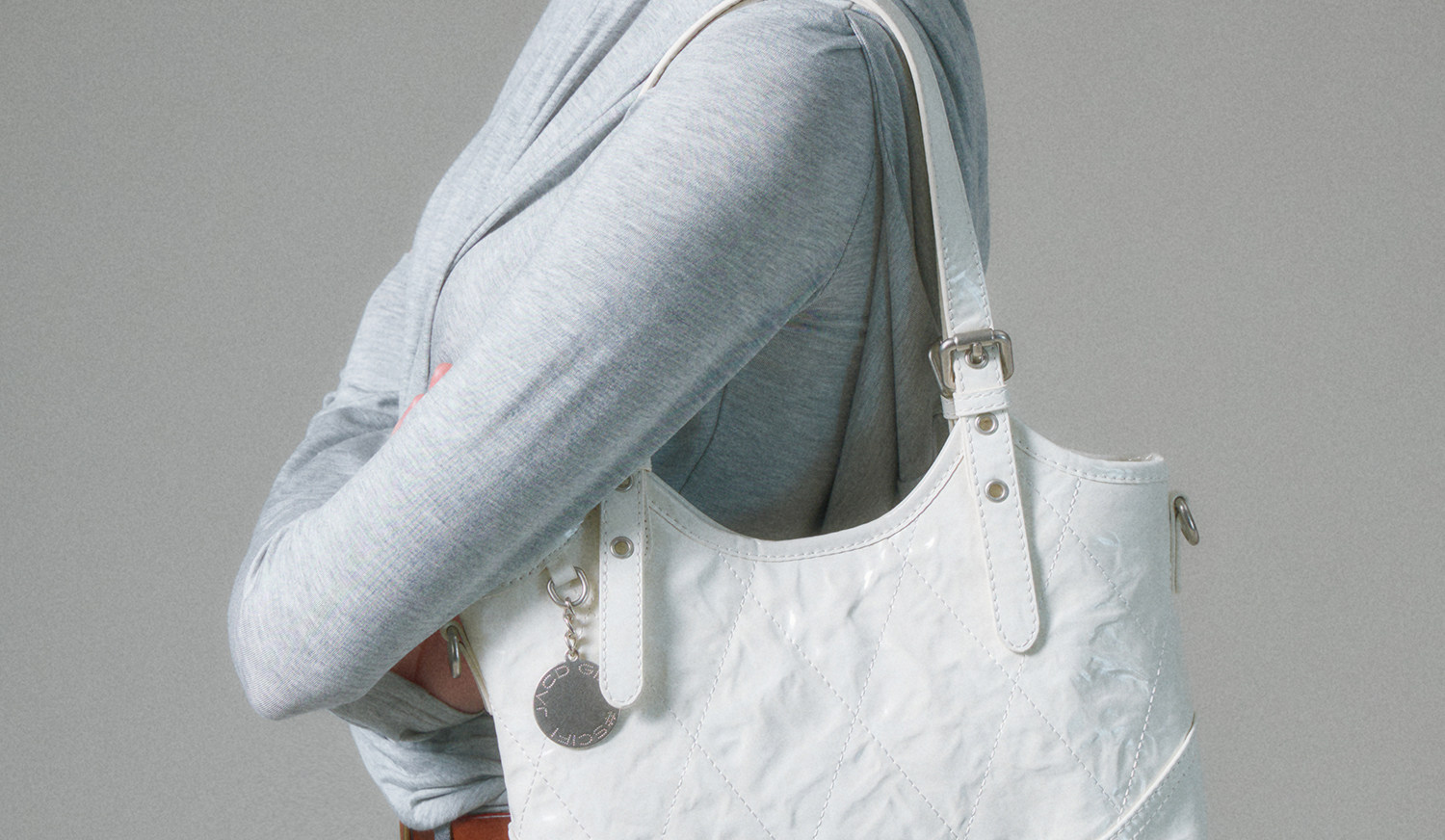 JACD White Quilted Synthetic Leather Crossbody Bag