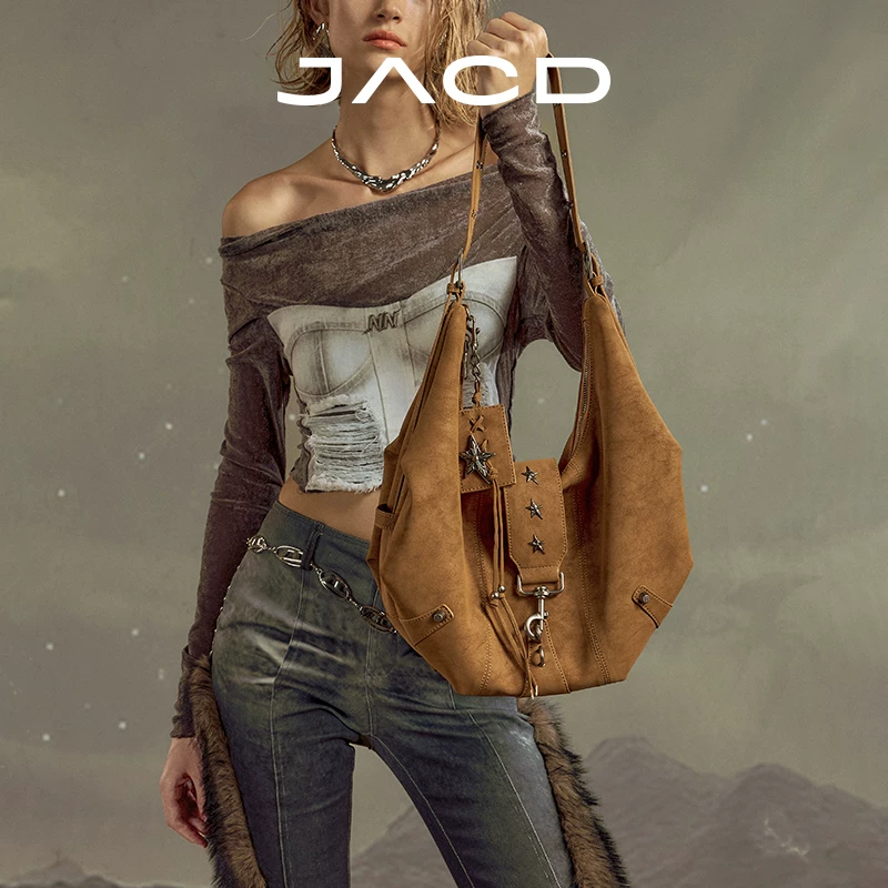 Ёмкая сумка через плечо JACD, коричневая одностропная сумка