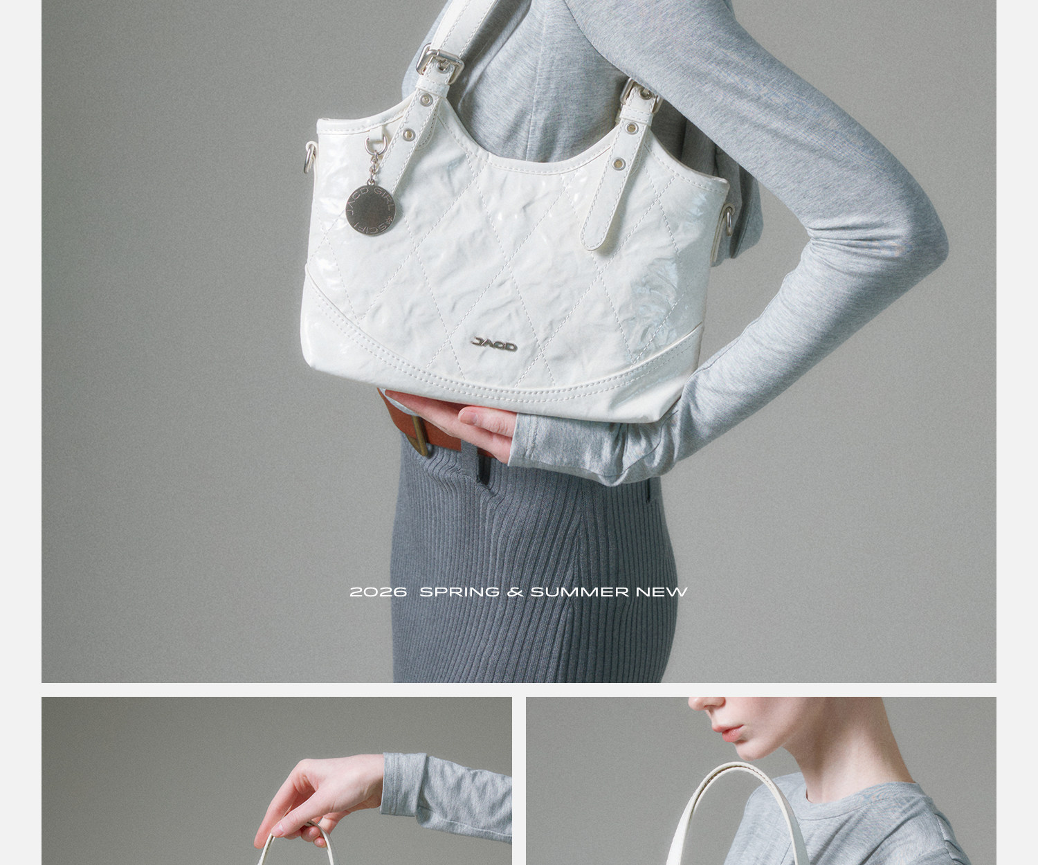 JACD White Quilted Synthetic Leather Crossbody Bag