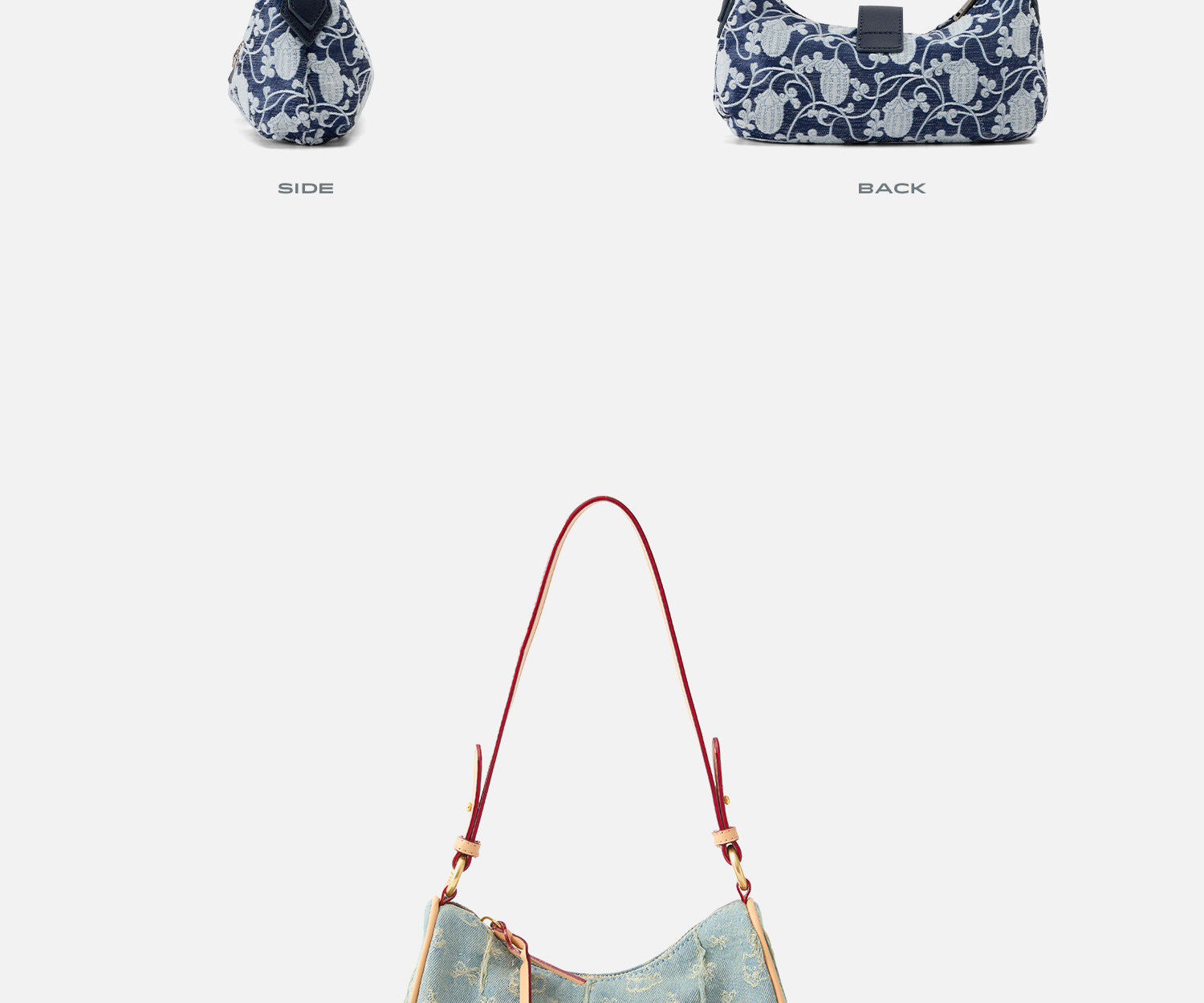 JACD Denim Crescent Underarm Bag - Zip-Top
