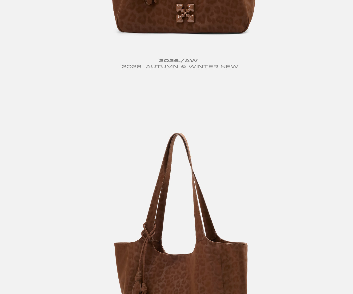 JACD Amber Brown Synthetic Leather Magnetic Snap Tote Bag