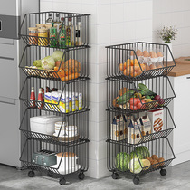 Kitchen basket shelf floor multi-layer storage rack household melon multi-function vegetable storage rack pulley