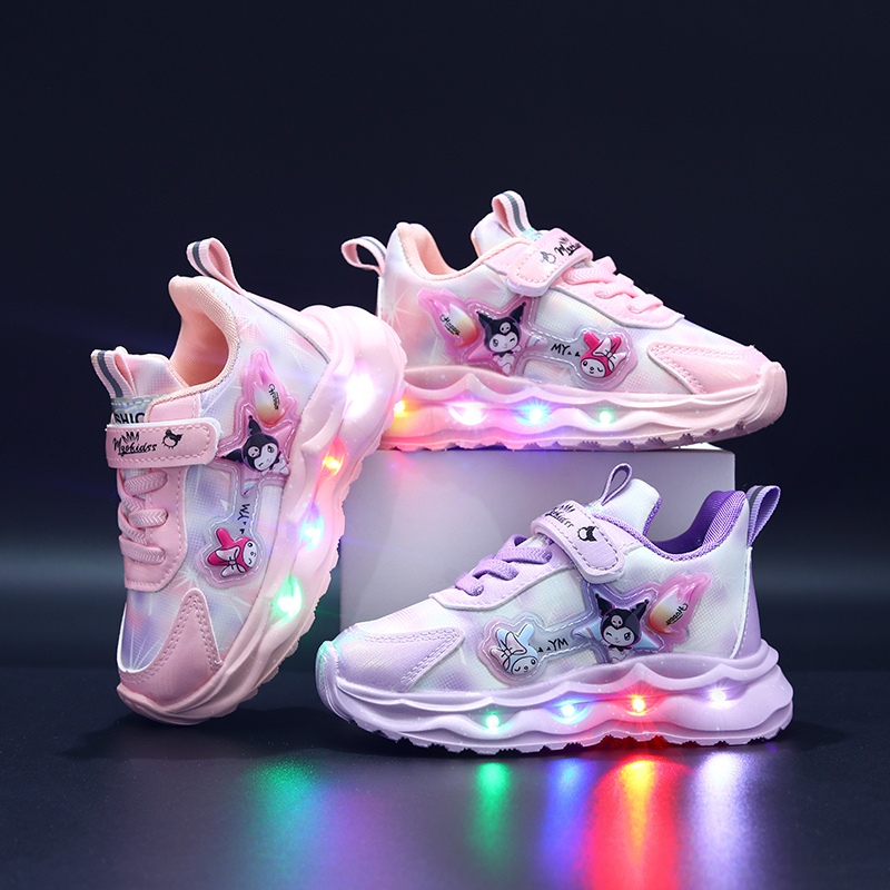 Casual Xingdelong 2025 Spring and Autumn New Girls' Kuromi Sneakers Children's Light-Up Shoes for Young Children Casual Xingdelong 2025 Spring and Autumn New Girls' Kuromi Sneakers Children's Light-Up Shoes for Young Children