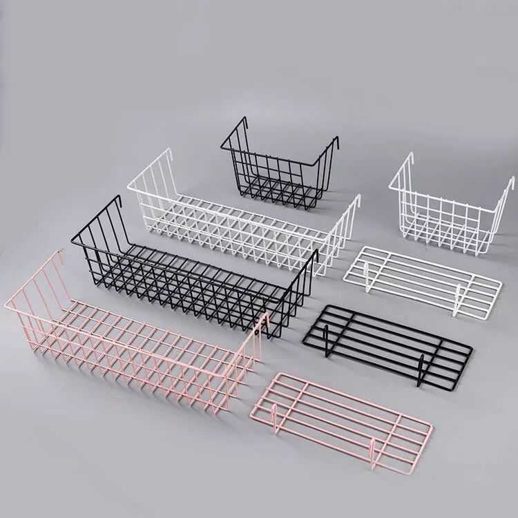 Tray Hanging Basket Hook ins Iron Mesh Photo Wall Accessories Supermarket Household Storage Rack Black White Pink