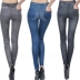 Quần giả denim cộng với quần legging nhung nữ mặc nhung mỏng 2018 mới phối quần skinny bó sát có túi quần lót nữ đẹp Quần tây thường
