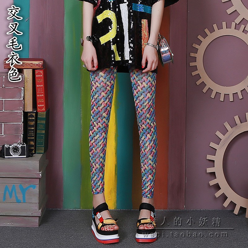 Lưới xà cạp phụ nữ mặc phần mỏng kem chống nắng quần mùa hè siêu mỏng lớn đàn hồi chặt chẽ skinny in màu chín quần quần legging giả bò