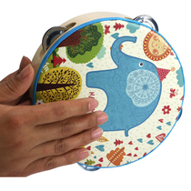 Childrens hand slap single wooden tambourine 6-12 months newborn Orff musical instrument toys kindergarten props