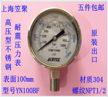 acutek original export high-pressure stainless steel pressure gauge YN100BF 1000BAR NPT1 2
