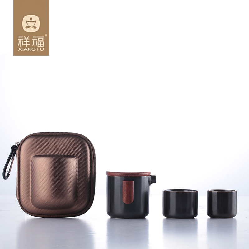 Happy auspicious travel kung fu tea set a pot of two simple along with package ceramic tea set