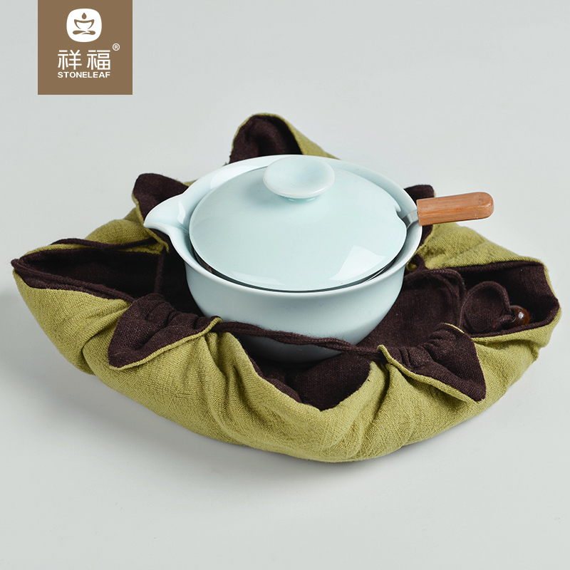 Happy auspicious travel kung fu tea sets paperback shadow celadon tureen high - white porcelain tea cups, carry degree