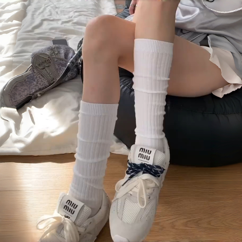 Ballet-Style White Socks Are Amazing! Pile Socks Create a Cartoon-Leg Look Easily ~ Versatile Socks for Women's Calves, Suitable for Spring and Autumn
